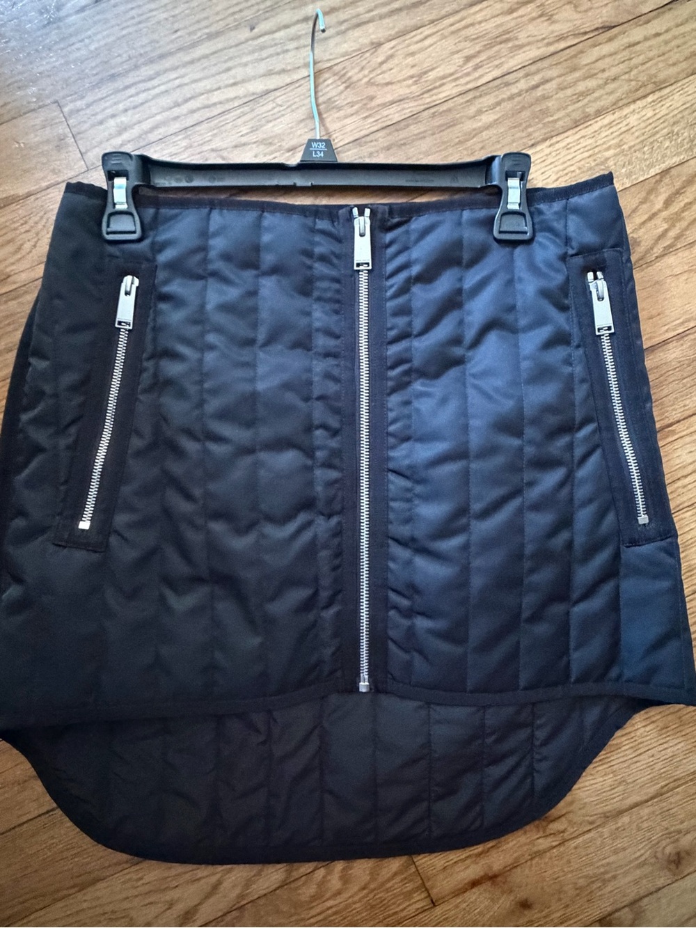 Heron Preston Black Quilted Skirt with Orange Brand Tab